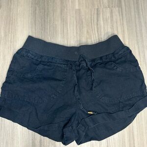 Low Rise Breezy Summer Shorts Linen Beach Womens Small Navy
